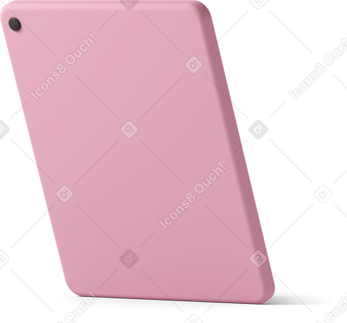 3D rear view of pink tablet в PNG, SVG