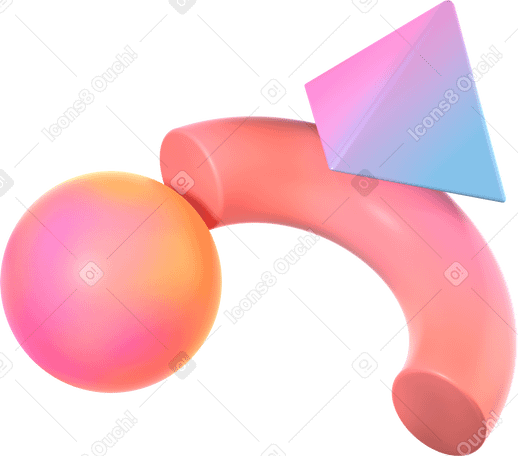 3D composition with sphere, half of torus and pyramid PNG, SVG