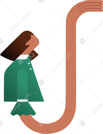 girl in the green blouse reaches up with her hand Illustration in PNG, SVG