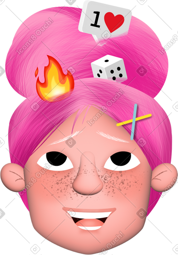 Girl with pink hair PNG, SVG