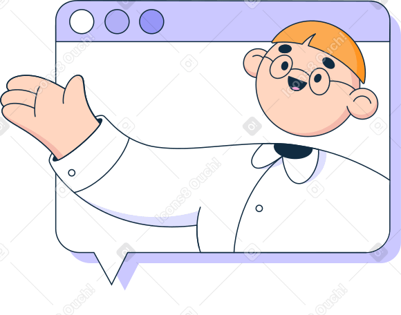 man giving advice in browser window PNG, SVG