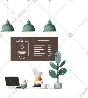 Coffee shop counter PNG, SVG