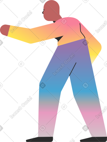 Old person pointing back PNG, SVG