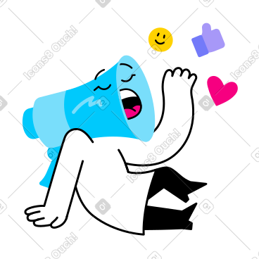 Character with megaphone head doing marketing PNG, SVG