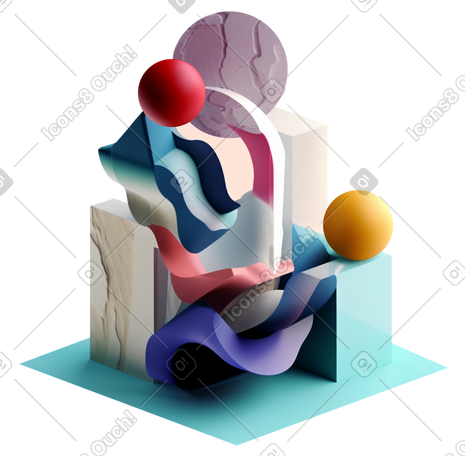 3D 具有流体形状的抽象构图 PNG, SVG