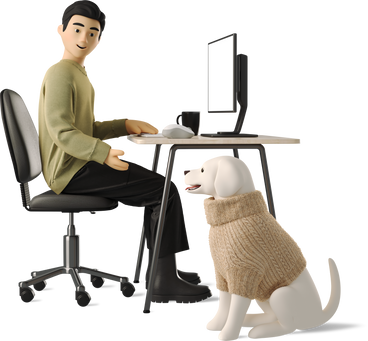 man working with dog в PNG, SVG