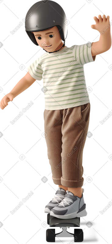 Boy riding a skateboard in a helmet PNG, SVG