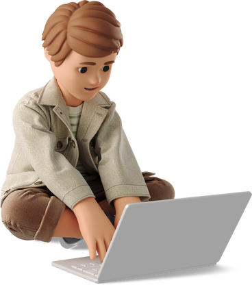 boy with laptop PNG, SVG