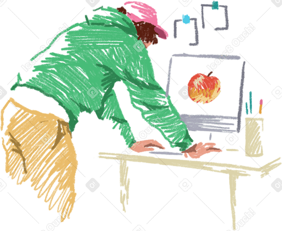 Jeune homme travaillant sur un ordinateur portable PNG, SVG