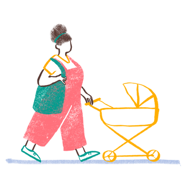 Mother walking with a baby stroller PNG, SVG