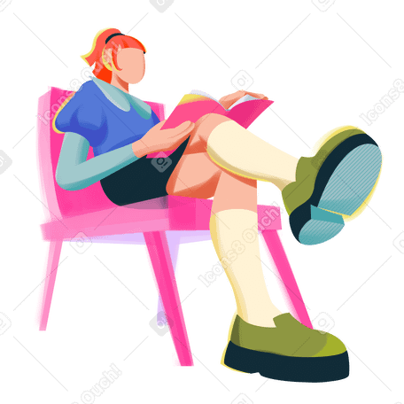 Young woman reading a book PNG, SVG