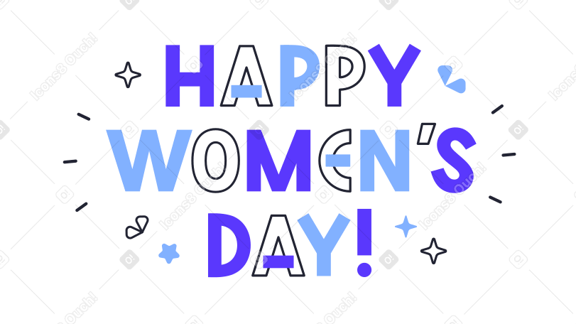Happy women's day lettering with stars PNG, SVG