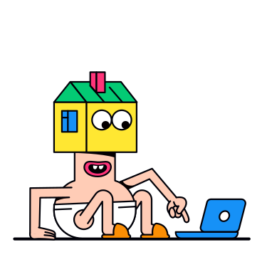 Ilustración animada de Working at home en GIF, Lottie (JSON), AE