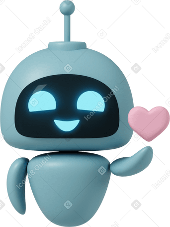 3D chatgpt robot with heart в PNG, SVG