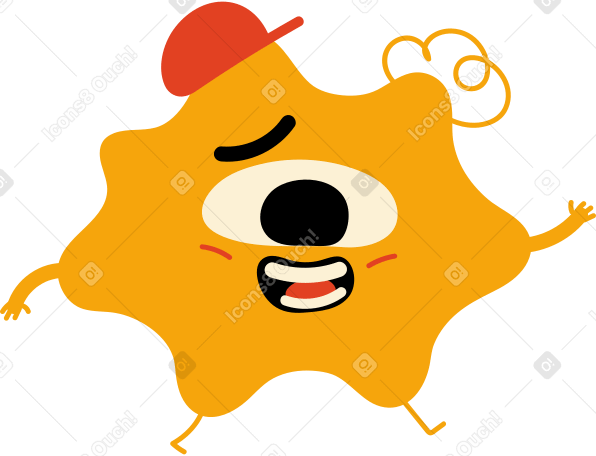 yellow one-eyed character in a cap Illustration in PNG, SVG