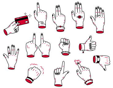 Руки делают разные жесты  в PNG, SVG