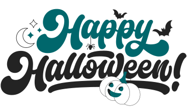 Lettering Happy Halloween! with pumpkin and bats text PNG, SVG