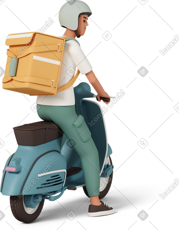 3D delivery boy on scooter PNG, SVG