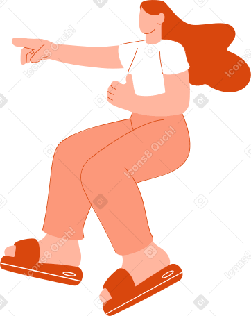 mulher se senta com uma pasta na mão e aponta para algo PNG, SVG