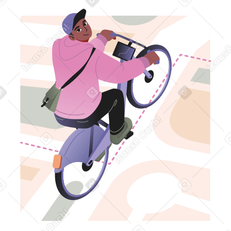Mobility in the city, man riding a bike PNG, SVG