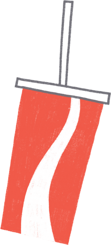 Red paper cup of soda with straw PNG, SVG