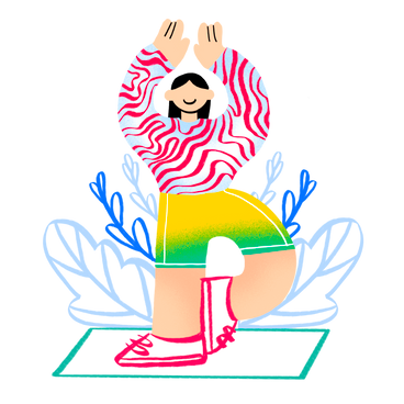 Woman doing yoga with flowers around her PNG, SVG