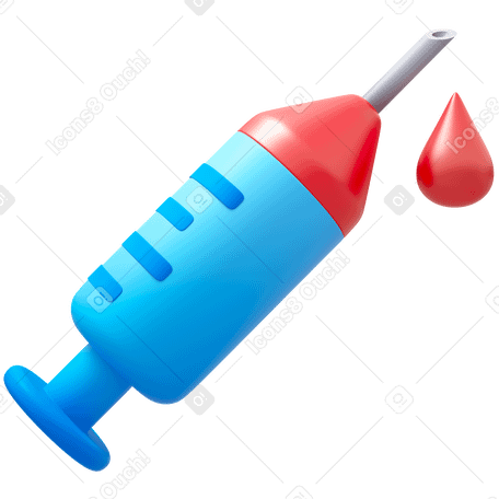3D syringe with a drop of blood в PNG, SVG