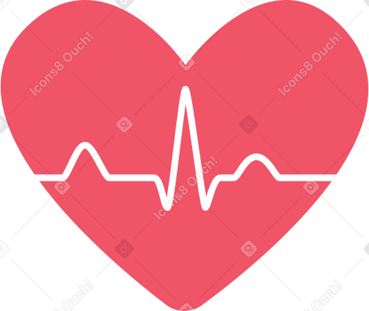 красное сердце с кардиограммой в PNG, SVG