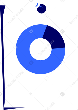 sheet of paper with a pie chart on a pushpin Illustration in PNG, SVG