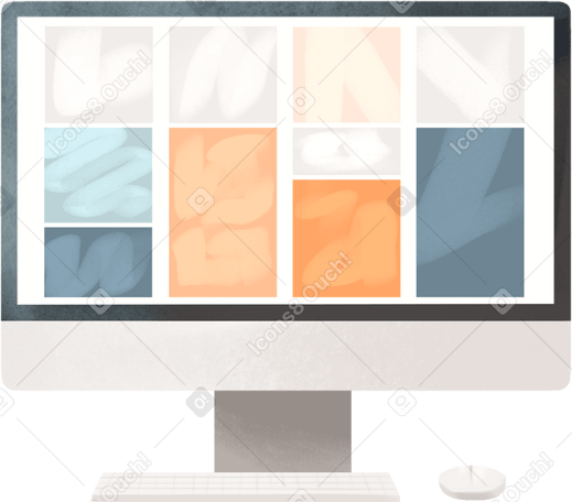 computer with keyboard and mouse Illustration in PNG, SVG