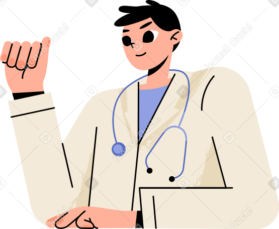 doctor in a bathrobe with a phonendoscope Illustration in PNG, SVG