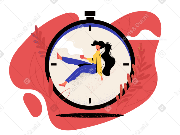 A clock with a woman sitting on top of it PNG, SVG