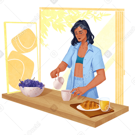 Woman making breakfast PNG, SVG