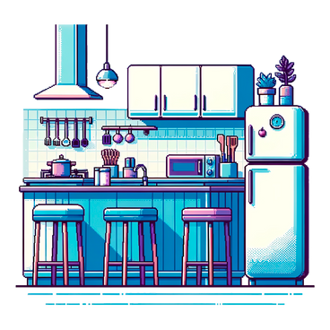 pixel background of a kitchen PNG, SVG