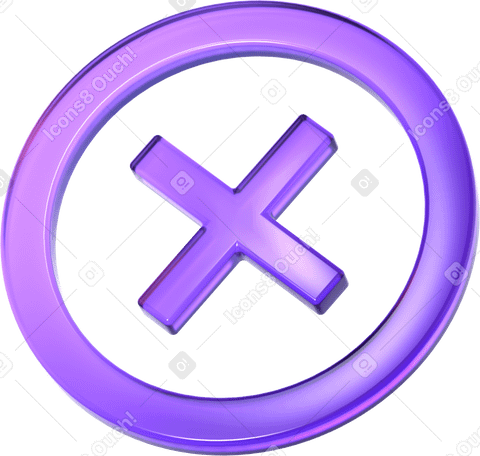 3D purple cross in circle PNG, SVG