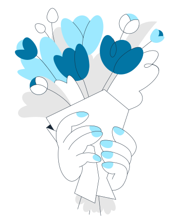 Bunch of flowers in hands PNG, SVG