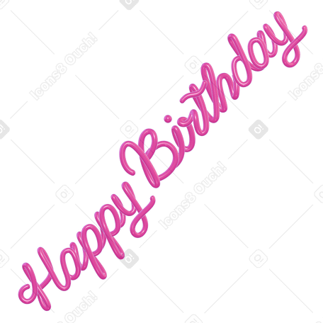 3D Joyeux anniversaire rose PNG, SVG