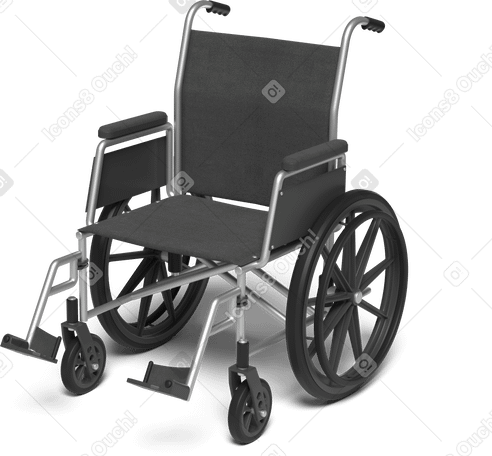 3D wheelchair left view Illustration in PNG, SVG
