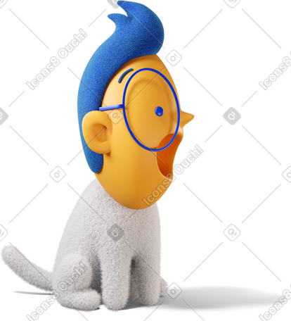 3D 张开嘴巴的男孩向右看 PNG, SVG