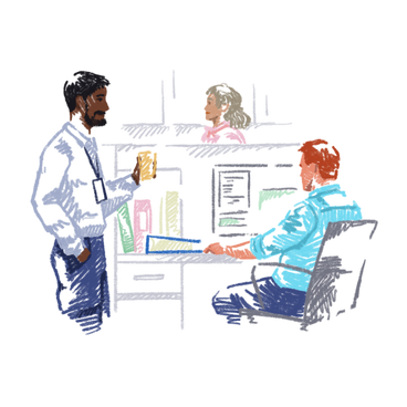 Two men talking in the office PNG, SVG