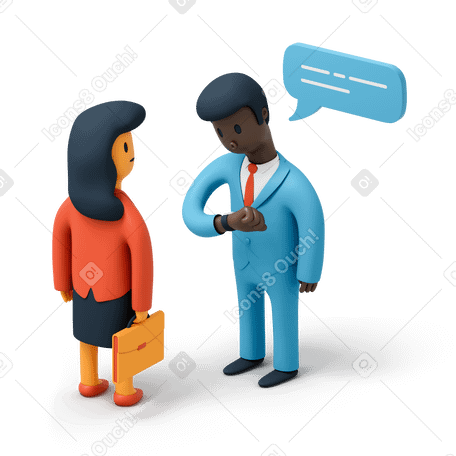3D Two people having a business meeting PNG, SVG