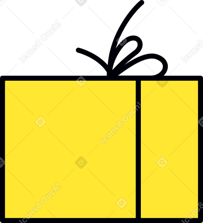 yellow box with bow Illustration in PNG, SVG