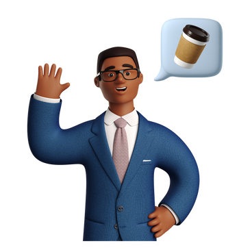 Businessman thinking about coffee PNG, SVG