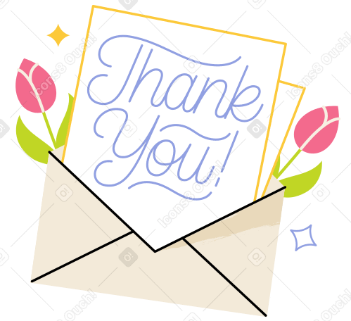 Schriftzug „dankeschön“ in einem brief mit blumentext PNG, SVG