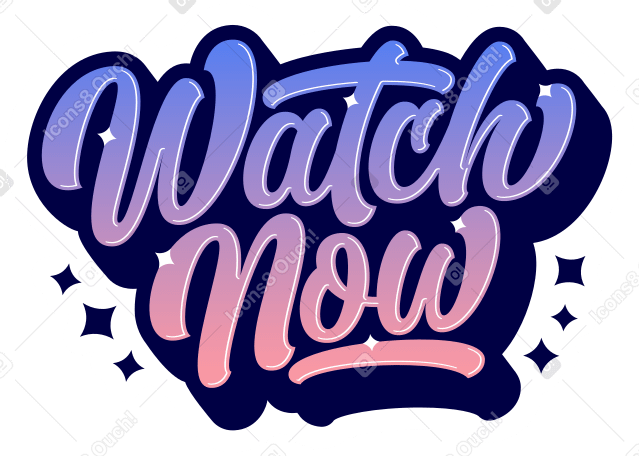 lettering sticker watch now gradient calligraphic text PNG, SVG
