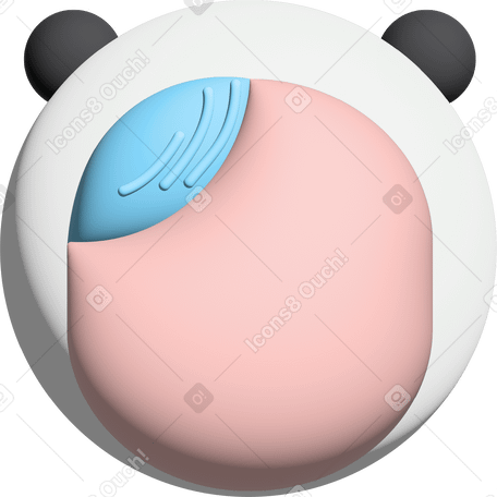 Testa in un cappello da panda con riccioli blu sporgenti PNG, SVG