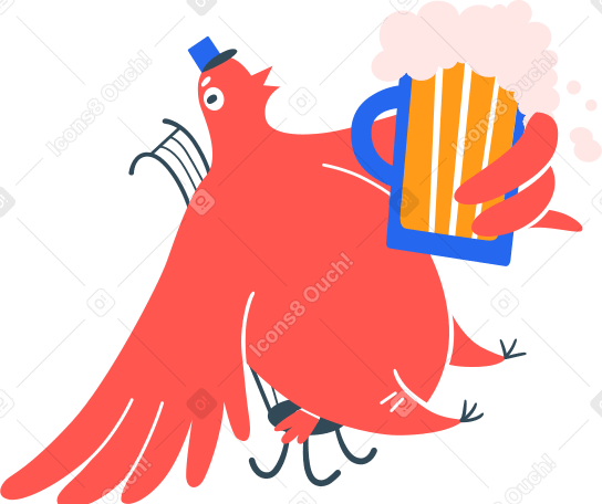 postman bird on chair with beer PNG, SVG