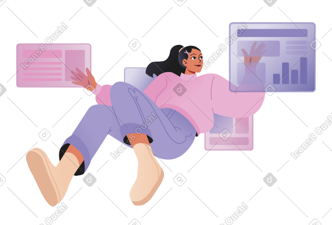 使用分析界面的女性 PNG, SVG