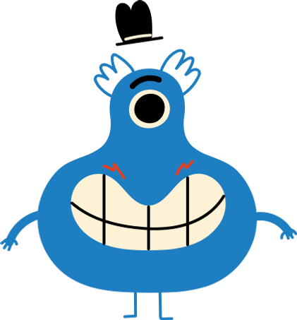 one-eyed blue monster in a hat Illustration in PNG, SVG