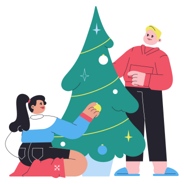 Decorating Christmas tree PNG, SVG